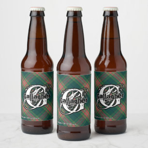 Gelukkige Ierse Clan Gallagher Tartan Monogram Bier Etiket