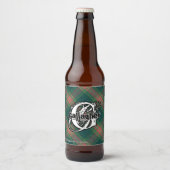 Gelukkige Ierse Clan Gallagher Tartan Monogram Bier Etiket (Voorkant)