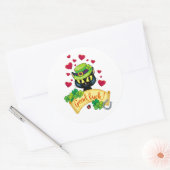 Gelukkige Ierse kat! Ronde Sticker (Envelop)