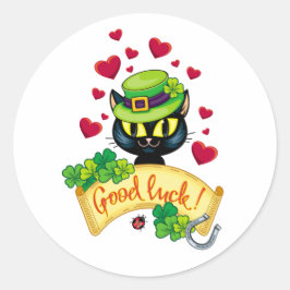 Gelukkige Ierse kat! Ronde Sticker