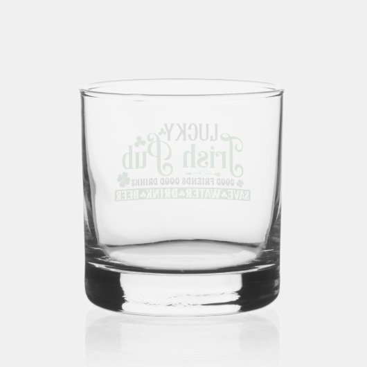 Gelukkige Ierse pub klaver St. Patricks Day Whisky Glas (Achterkant)