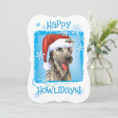 Gelukkige Ierse Wolfshond Howlidays Feestdagenkaart (Staand voorkant)