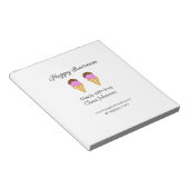 Gelukkige ijsroom voeg naam website sociale media notitieblok (Schuin)