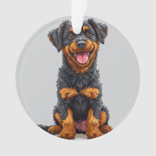 Gelukkige illustratie van een zwart en bruine hond ornament