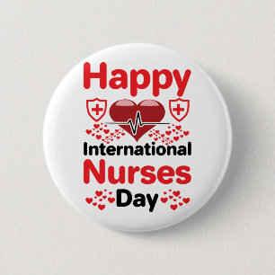 gelukkige internationale dag van de verpleegkunde ronde button 5,7 cm