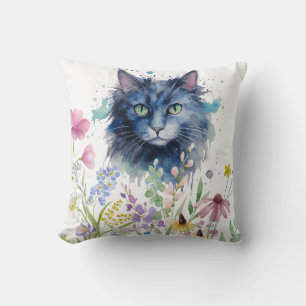 Gelukkige Internationale Kattendag Aquarel Wilde B Kussen