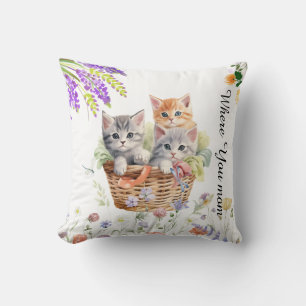 Gelukkige Internationale Kattendag Aquarel Wilde B Kussen
