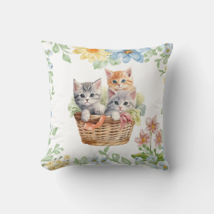 Gelukkige Internationale Kattendag Aquarel Wilde B Kussen