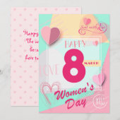 Gelukkige Internationale Vrouwendag! 8 maart Inter Feestdagenkaart (Voorkant / Achterkant)