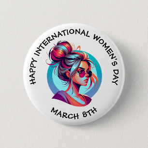 Gelukkige Internationale Vrouwendag   8 maart Ronde Button 5,7 Cm