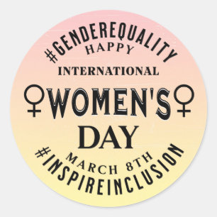 Gelukkige Internationale Vrouwendag   8 maart Ronde Sticker