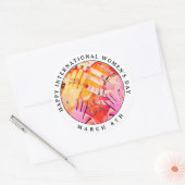 Gelukkige Internationale Vrouwendag 8 maart Ronde Sticker (Envelop)