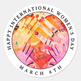 Gelukkige Internationale Vrouwendag 8 maart Ronde Sticker