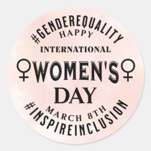 Gelukkige Internationale Vrouwendag   8 maart Ronde Sticker