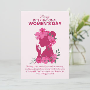 Gelukkige Internationale Vrouwendag bloemige Vrouw Feestdagenkaart