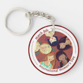 Gelukkige Internationale Vrouwendag Portret Rood Sleutelhanger (Voorkant)