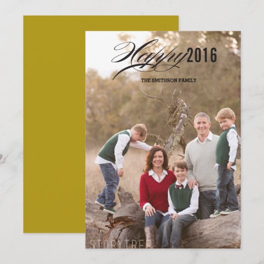 gelukkige jaar nieuwe jaarkaart feestdagenkaart (Voorkant / Achterkant)