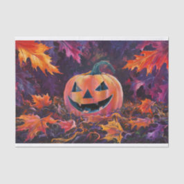 Gelukkige Jack-o'-lantern, Herfstbladeren en Bos Tissuepapier