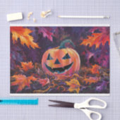 Gelukkige Jack-o'-lantern, Herfstbladeren en Bos Tissuepapier (Craft)