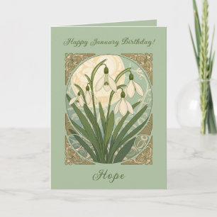Gelukkige januari verjaardag Galanthus Flowers Art Kaart