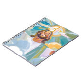 Gelukkige Jezus met een gloeiend Kruisjournaal Notitieboek (Linkerzijde)