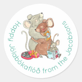 Gelukkige Jolabokaflod Muis Familie Feestdagen Ronde Sticker
