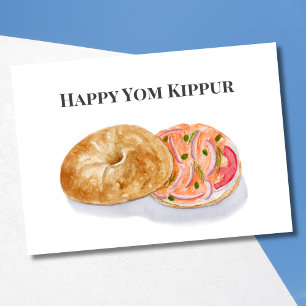 Gelukkige Jom Kipoer Waterverf Bagels Rookzalm  Kaart