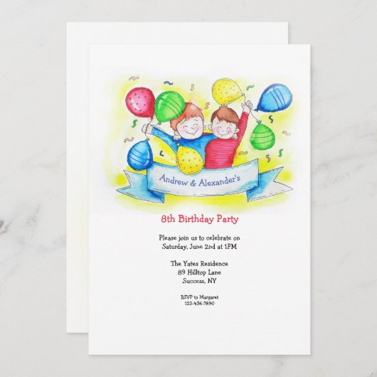 Gelukkige Jongens Verjaardag Kaart (Voorkant / Achterkant)