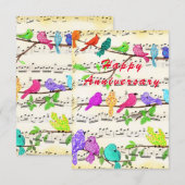 Gelukkige Jubilea Kaart met Schattigee Muzikale Vo (Voorkant / Achterkant)