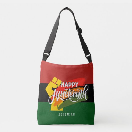 GELUKKIGE JUNETEENTH Pan Afrikaans Crossbody Tas (Voorkant)