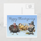 Gelukkige Kaart Thankgiving met Pelgrim en Turkije (Voorkant / Achterkant)
