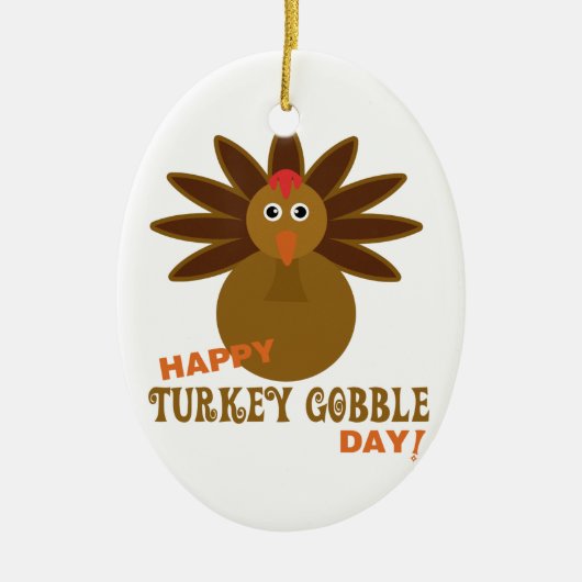 Gelukkige kalkoendag Thanksgiving Keramisch Ornament (Voorkant)