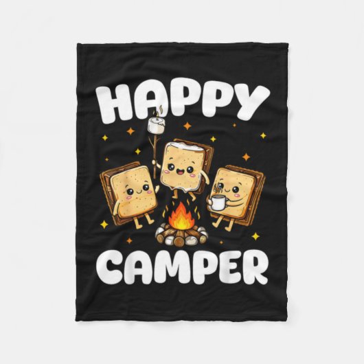 Gelukkige Kampeer Marshmallow Grappige Kamperende  Fleece Deken (Voorkant)