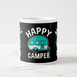 Gelukkige Kampeerder Kampeerwagen Caravan Grappige Grote Koffiekop