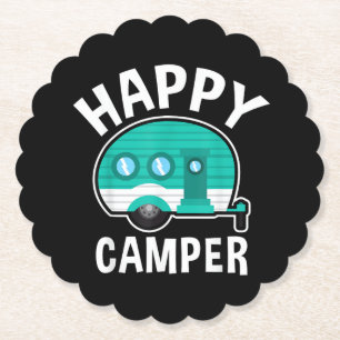 Gelukkige Kampeerder Kampeerwagen Caravan Grappige Kartonnen Onderzetters