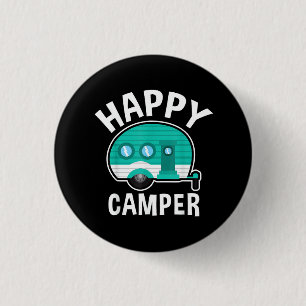 Gelukkige Kampeerder Kampeerwagen Caravan Grappige Ronde Button 3,2 Cm