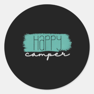 Gelukkige Kampeerder Retro Kwaststreek - Leuk Kamp Ronde Sticker