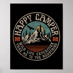 Gelukkige Kampeerder Retro Vintage Kamperen Wandel Poster