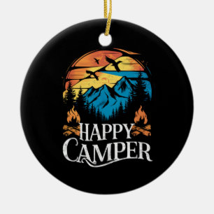 Gelukkige Kampeerder Retro Vintage Matching Kampee Keramisch Ornament