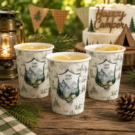 Gelukkige Kampeerder Toile Crest Papieren Bekers