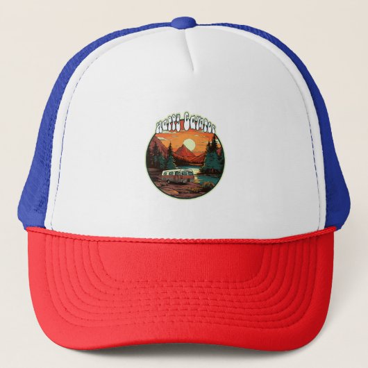 Gelukkige Kampeerder Trucker Pet (Voorkant)