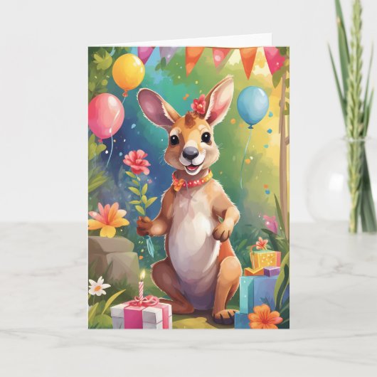 Gelukkige kangoeroe lachend & vieren | KAART (Voorkant)