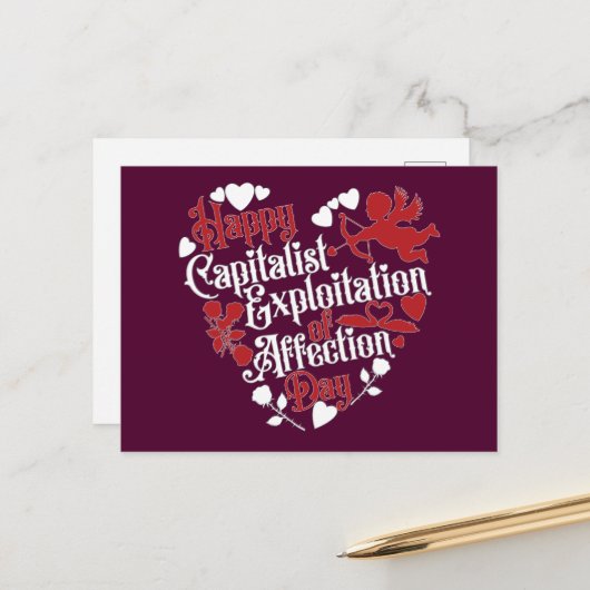 Gelukkige kapitalistische uitbuiting van affectied briefkaart (Voorkant / Achterkant in situ)