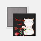 Gelukkige Kat die met LEIDEN Licht spelen | Schatt Magneet (Voorkant / Achterkant)