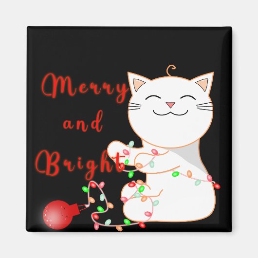 Gelukkige Kat die met LEIDEN Licht spelen | Schatt Magneet (Voorkant)