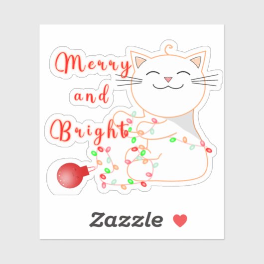 Gelukkige Kat die met LEIDEN Licht spelen | Schatt Sticker (Vel)