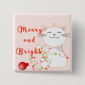 Gelukkige Kat die met LEIDEN Licht spelen | Schatt Vierkante Button 5,1 Cm (Voorkant)