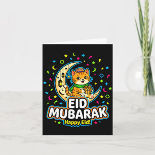 Gelukkige kat eid mubarak voor moslimkinderen eid  kaart
