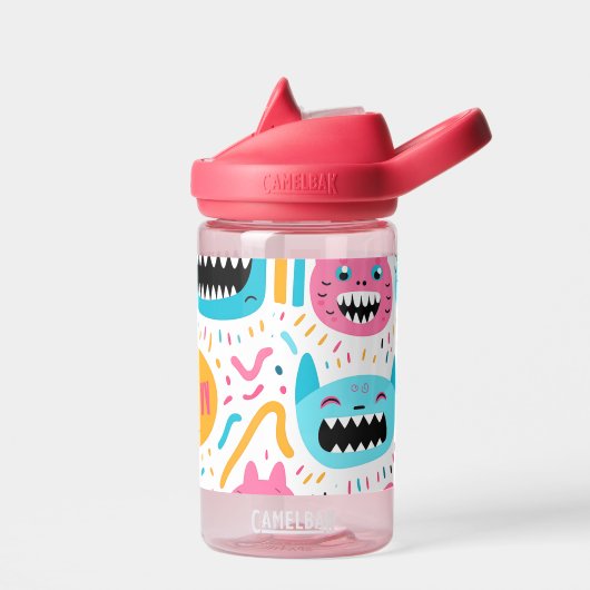 Gelukkige kat en monster gezichten waterfles (Links)