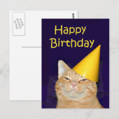 Gelukkige kat Gelukkige verjaardag Briefkaart (Voorkant / Achterkant)